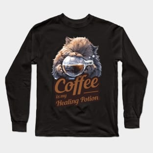 Cute Cat Coffee Design Long Sleeve T-Shirt